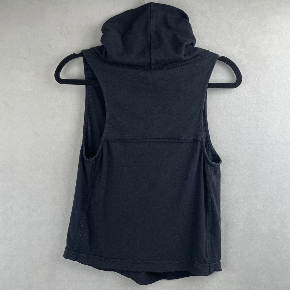 We The Free People Black Sleeveless Funnel Cowl Neck Slub Knit Top Grunge Boho S